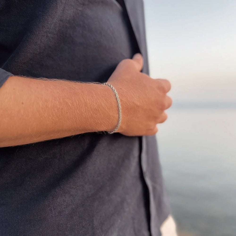 rope bracelet silver for men made in waterproof stainless steel from Icône