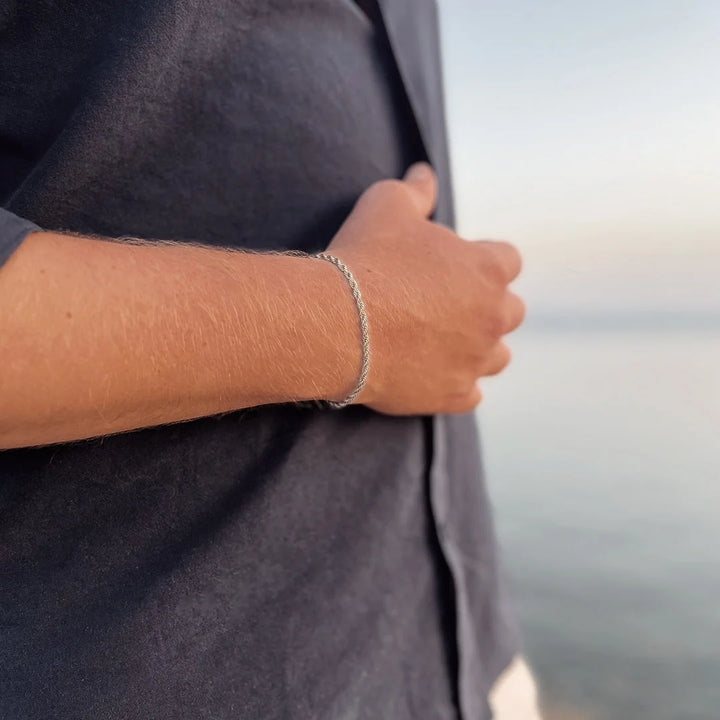 rope bracelet silver for men made in waterproof stainless steel from Icône