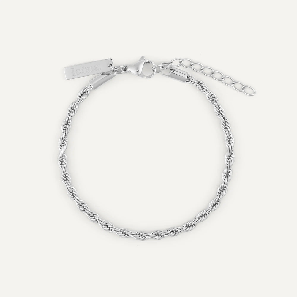 philippe rope bracelet silver for men made in waterproof stainless steel from icône