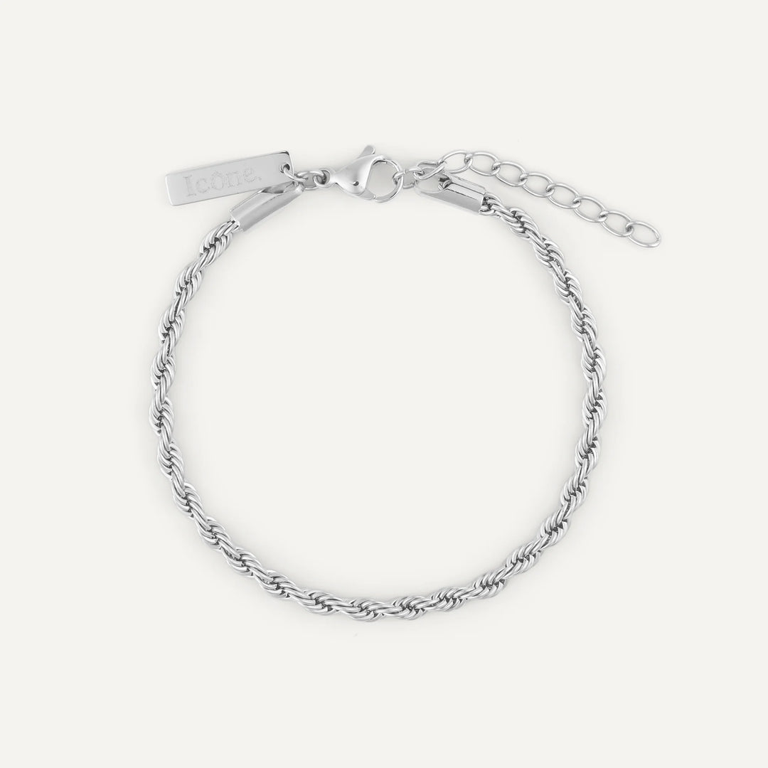 philippe rope bracelet silver for men made in waterproof stainless steel from icône