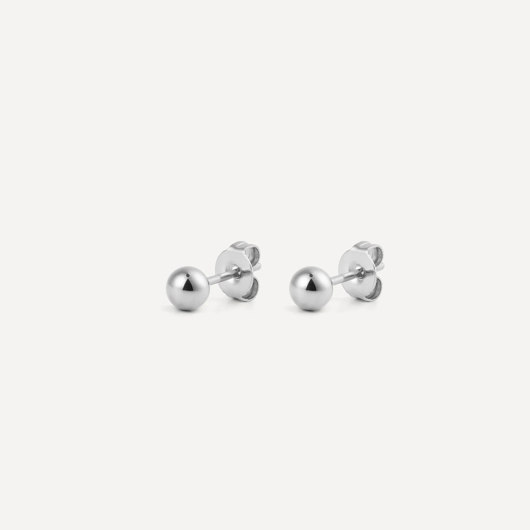 suzanne round ball stud earrings silver made in waterproof stainless steel from icône