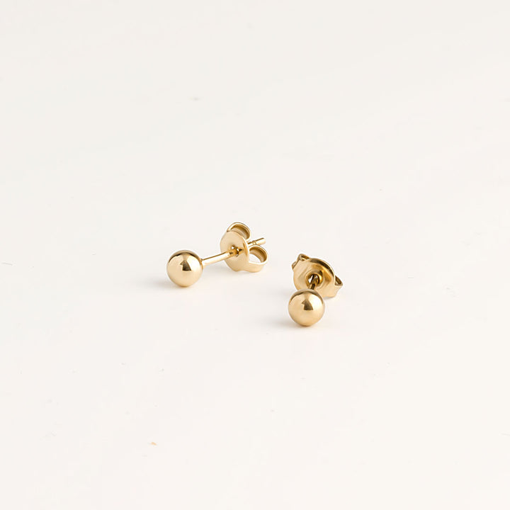 round ball stud earrings gold made in waterproof stainless steel from icône